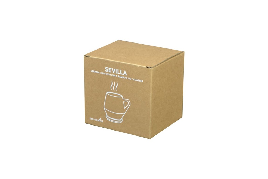 SEVILLA - eco-neutral Ceramic Mug with Bamboo Lid - White