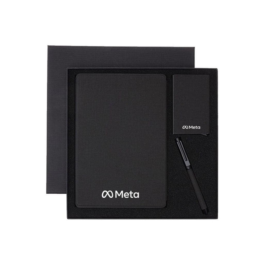 TESSIN - CHANGE ZERO Sustainable Gift Set with Refillable Notebook, Pen & Cardholder - Black