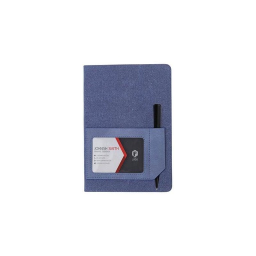 ADANA - Santhome Recycled Canvas A5 Hard Cover Notebook with PU Pocket - Navy