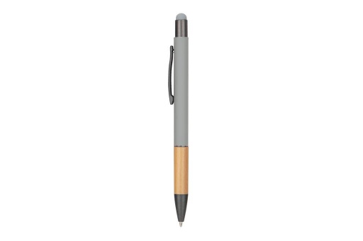 AYTOS - Metal Stylus Pen with Bamboo Grip and Rubberized Aluminium Barrel - Grey