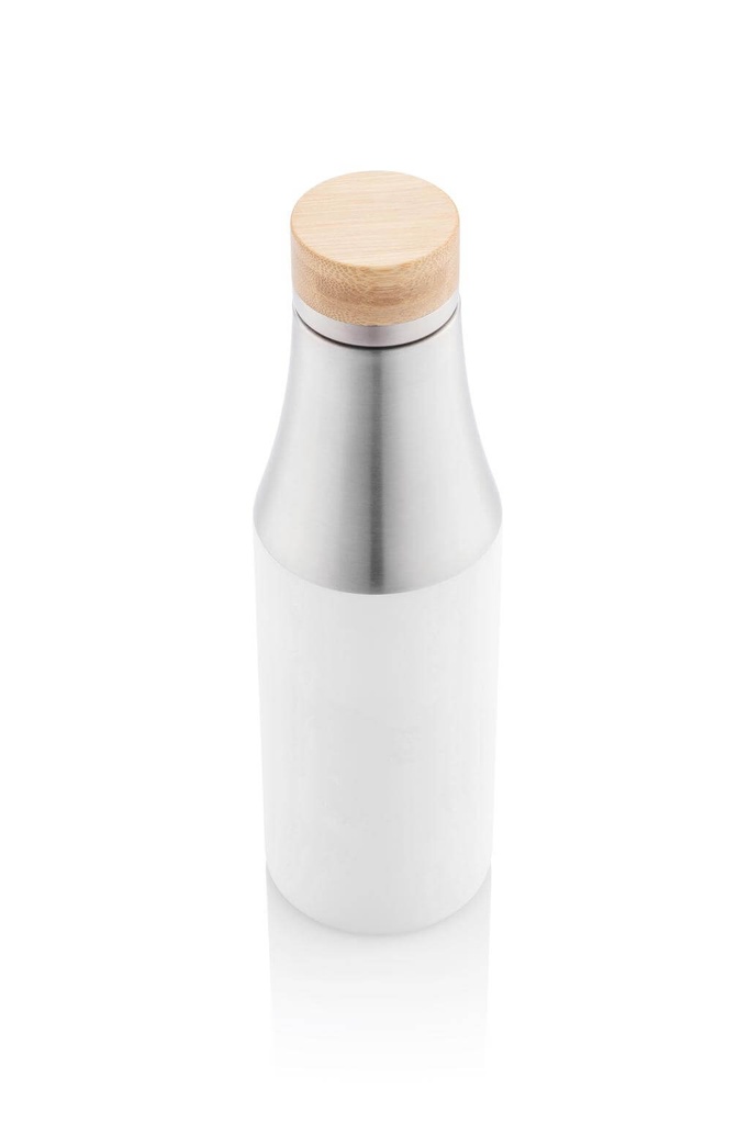 BREDA - Vacuum Bottle With Bamboo Lid - White