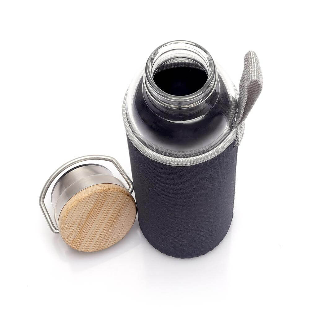 FLOHA - Hans Larsen Borosilicate Glass Bottle with Neo Sleeve - Black