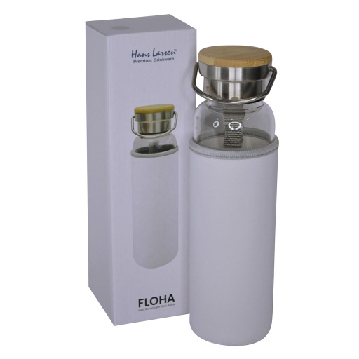 FLOHA - Hans Larsen Borosilicate Glass Bottle with Neo Sleeve - White