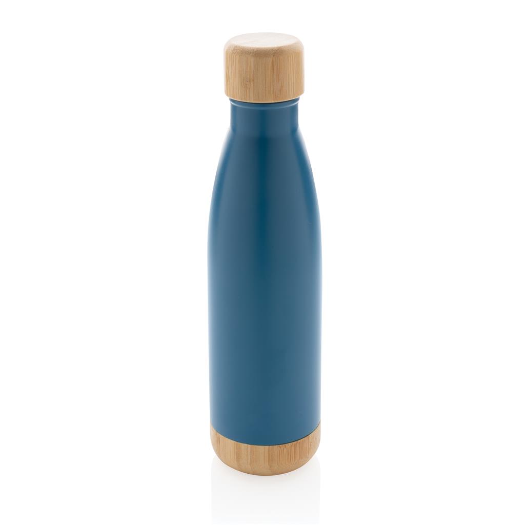 ODESSA - Giftology Double Wall Stainless Bottle with Bamboo Lid and Base - Blue