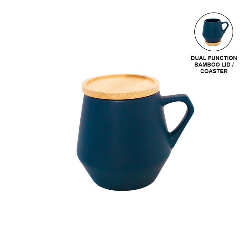 SEVILLA - eco-neutral Ceramic Mug with Bamboo Lid - Blue