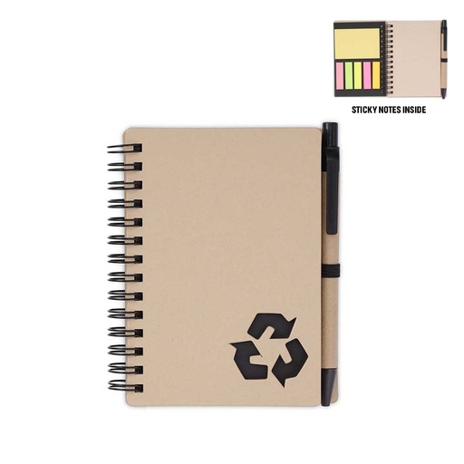 [NBEN 5325] HASSA - eco-neutral A6 Notepad & Pen Set with Sticky Note - Black